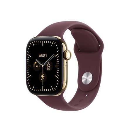 Picture of Apple Watch Series 12 GPS + Cellular 42mm Radiant Gold Titanium Case with Burgundy Sport Band - S/M