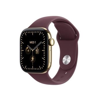Picture of Apple Watch Series 12 GPS + Cellular 42mm Radiant Gold Titanium Case with Burgundy Sport Band - M/L