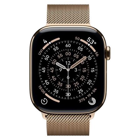 Picture of Apple Watch Series 11 GPS + Cellular 46mm Gold Titanium Case with Gold Milanese Loop - S/M