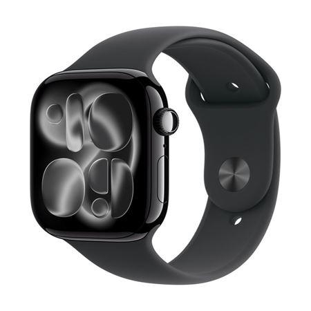 Picture of Apple Watch Series 11 GPS 42mm Jet Black Aluminium Case with Black Sport Band - S/M