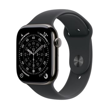 Picture of Apple Watch Series 11 GPS + Cellular 46mm Slate Titanium Case with Black Sport Band - S/M