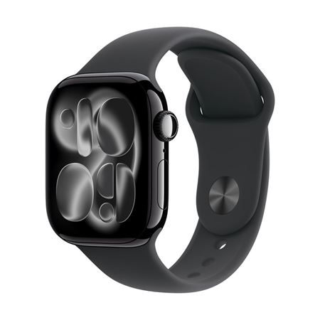 Picture of Apple Watch Series 11 GPS 42mm Jet Black Aluminium Case with Black Sport Band - M/L