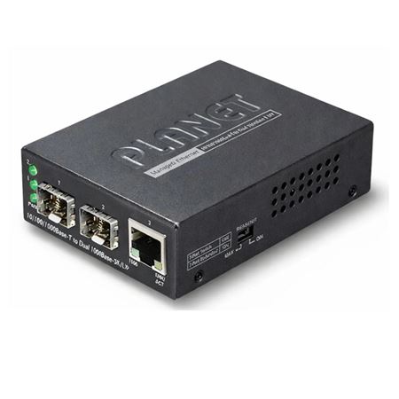 Planet 10/100/1000Base-T to Dual 1000Base-X SFP Media Converter GT-1205A