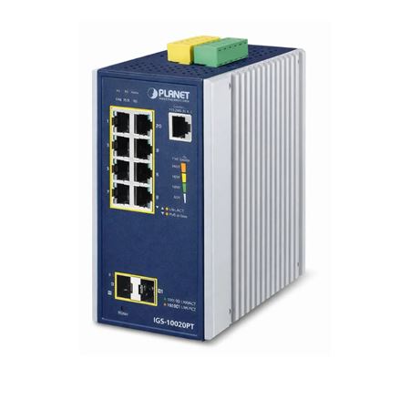 Planet Industrial 8-port 10/100/1000T 802.3at PoE + 2-port 1G/2.5G SFP Managed Switch IGS-10020HPT