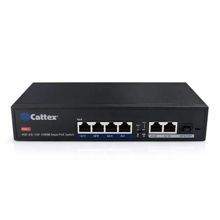 Cattex 4 Port 1GE PoE Switch with 2 x RJ45 1GE and 1 x 1GE SFP Uplink CTX0004PFD