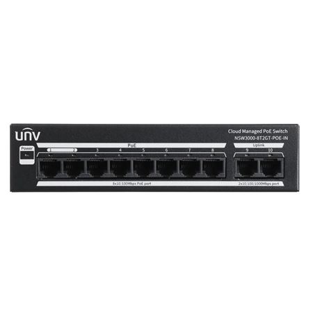 Uniview 8 Port 10/100 PoE Cloud Managed Switch with 2 x 1GE RJ45 Uplink NSW3000-8T2GT-POE-IN