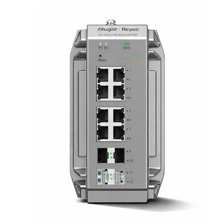 Reyee 8 Port 1GE PoE Cloud Managed Industrial Switch with 4 SFP 1GE Uplinks RG-NIS3100-8GT4SFP-HP