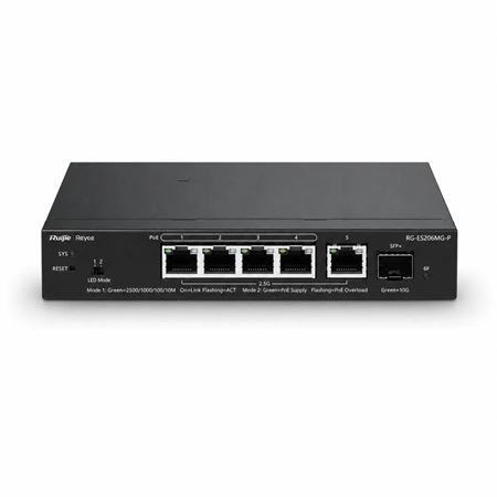 Ruijie 4-Port 2.5G Cloud Managed PoE Switch, 1 x 10G Uplink RG-ES206MG-P