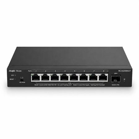 Reyee 8-Port 2.5G Cloud Managed PoE Switch, 1 x 10G Uplink RG-ES209MG-P