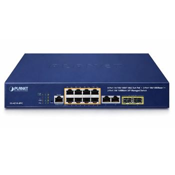 Planet 8-Port 10/100/1000T 802.3at PoE + 2-Port 100/1000X SFP Managed Switch GS-4210-8P2S