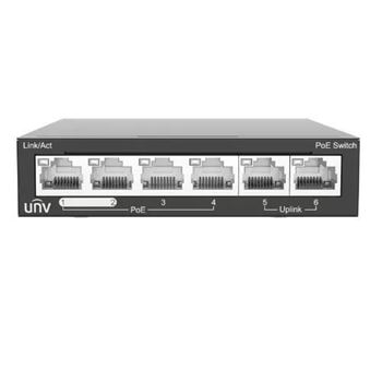 Uniview 4 Port 10/100 PoE Switch with 2 x 10/100 RJ45 Uplink NSW2020-6T-POE-IN-V2