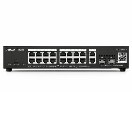 Reyee 16 Port 1GE PoE Switch with 2 x RJ45 1GE Uplinks and 2 x SFP 1GE Uplinks RG-ES220GS-P