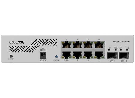 MikroTik SwOS Lite Cloud Smart Switch 8 Port Gigabit 2SFP+ PoE Input CSS610-8G-2S+IN
