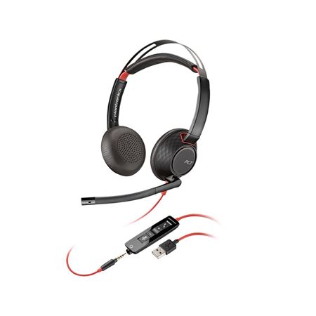 Poly Blackwire 3320 Stereo USB-C Headset (Microsoft Teams) + USB-C/A Adapter