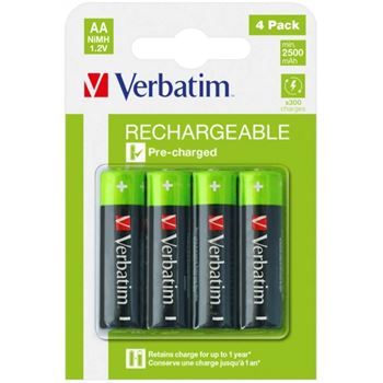 Picture of Verbatim AA Rechargeable Batteries (2500 series) 4 Pack