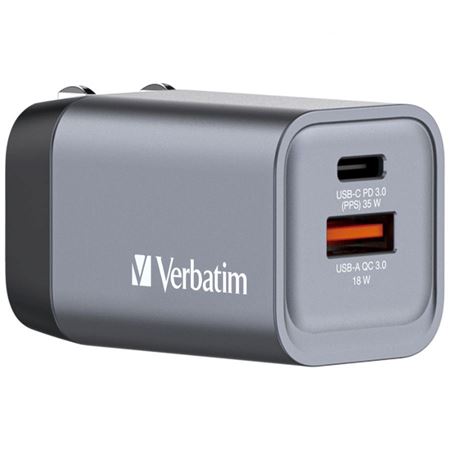 Picture of Verbatim GNC-35 GaN Charger 2 Port 35W USB-A/C (EU/UK/US)