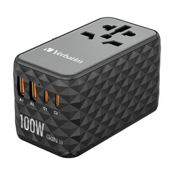 Picture of Verbatim GaN III Universal Travel Adapter UTA-06 with 2x USB-C PD 100W & 2x USB-A
