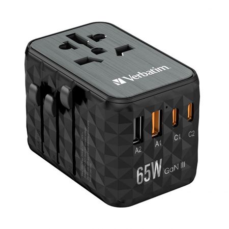 Picture of Verbatim GaN III Universal Travel Adapter UTA-05 with 2x USB-C PD 65W & 2x USB-A