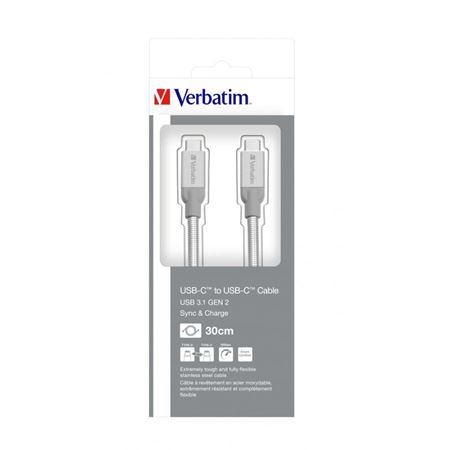Picture of Verbatim USB 3.1 Type-C to Type-C Stainless Steel Cable 30cm Silver