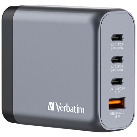 Picture of Verbatim GNC-140 GaN Charger 4 Port 140W USB-A/C (EU/UK/US)