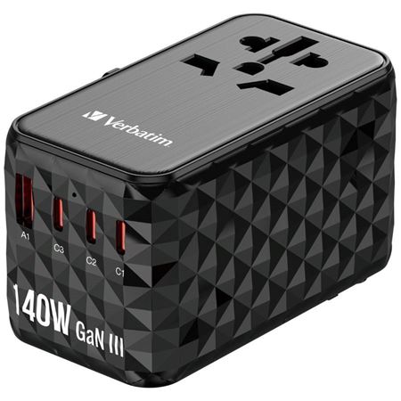 Picture of Verbatim GaN III Universal Travel Adapter UTA-10 with 2x USB-C PD 140W & 2x USB-A