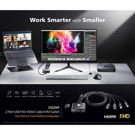 Picture of ATEN CS22HF 2-Port USB FHD HDMI Cable KVM Switch