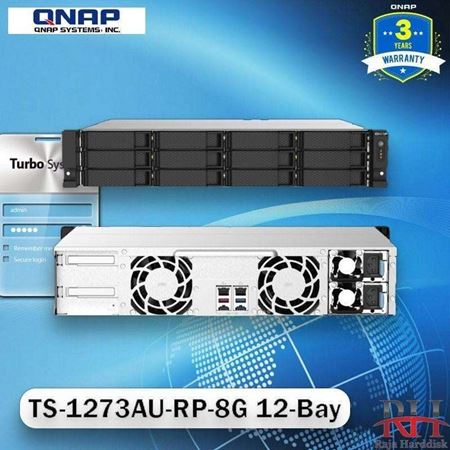 Picture of QNAP TS-1273AU-RP-8G 12-Bay 2U Rackmount NAS (AMD Ryzen, 8GB RAM)