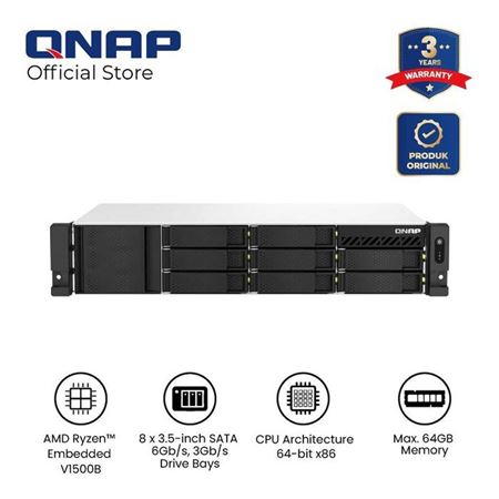 Picture of QNAP TS-873AeU-RP-4G 8-Bay 2U Rackmount NAS (AMD Ryzen, 4GB RAM)
