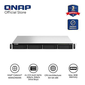Picture of QNAP TS-464U-RP-8G 4-Bay 1U Rackmount NAS (Intel Celeron, 8GB RAM)