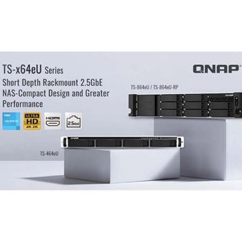Picture of QNAP TS-464eU-8G 4-Bay 1U Rackmount NAS (Intel Celeron, 8GB RAM)
