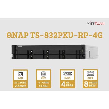 Picture of QNAP TS-832PXU-RP-4G 8-Bay 2U Rackmount NAS (Alpine AL324, 4GB RAM)