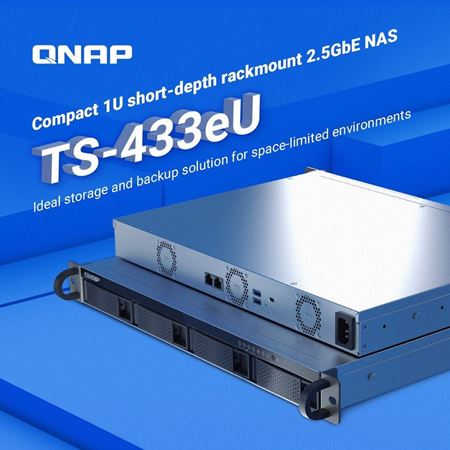 Picture of QNAP TS-433eU 4-Bay 1U Rackmount NAS (4GB RAM)