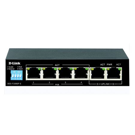 Picture of D-Link DES-F1006P-E 6-Port 10/100 Long Range PoE+ Surveillance Switch