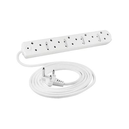 Picture of 5 Way Low Cost Power Duct 16A + 3M PVC White Crabtree M/PLUG U/SW + O/L C2035/3P