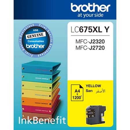Picture of Brother LC675XLY Yellow Ink Cartridge (1,200 Pages) for MFC-J2320 / MFC-J2720