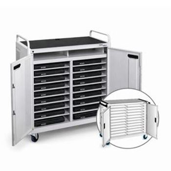 Picture of Cattex 54 Way vertical Notebook Trolley Re-front doors, PDU, Fans, Castors - Networking
