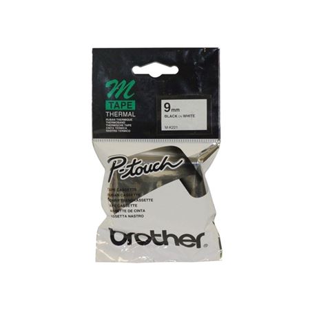 Picture of Brother MK221 9mm Black on White Non-Laminated Label Tape 8m (PT-M95)