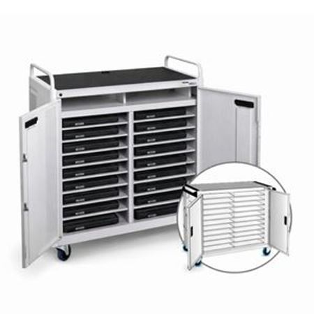 Picture of Cattex 24 Way vertical Notebook Trolley Re-front doors, PDU, Fans, Castors - Networking