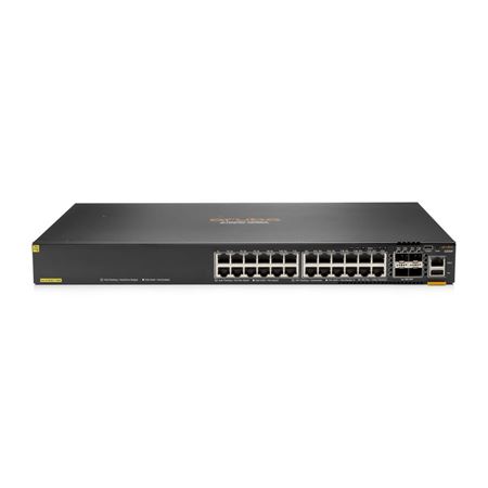 Picture of HPE Aruba 6200F 24 Port Gigabit Class 4 PoE Switch with 4 SFP+ and 370W JL725B