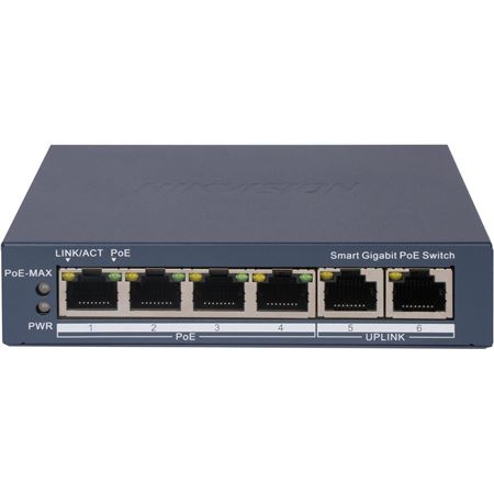 Hikvision DS-3E1506P-EI 4 Port Gigabit PoE Smart Managed Switch with 2 Uplinks